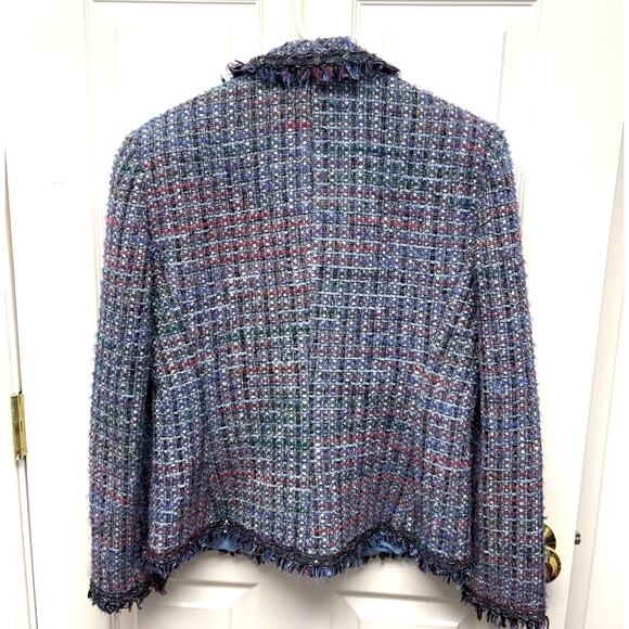 Designs by Seymour Blue Tweed Wool Blend Vintage Blazer, Weaved, Women’s Size 10 - Picture 8 of 8